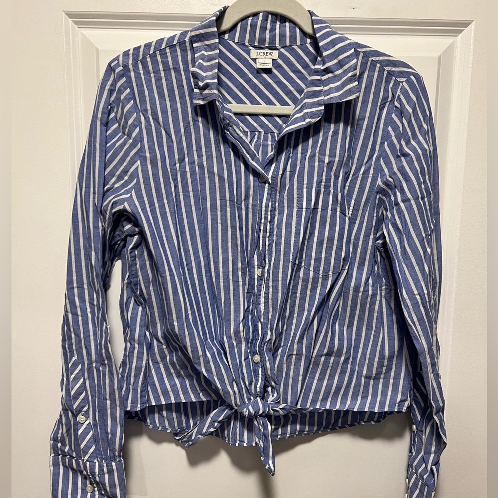 J Crew Button Down Tie Top